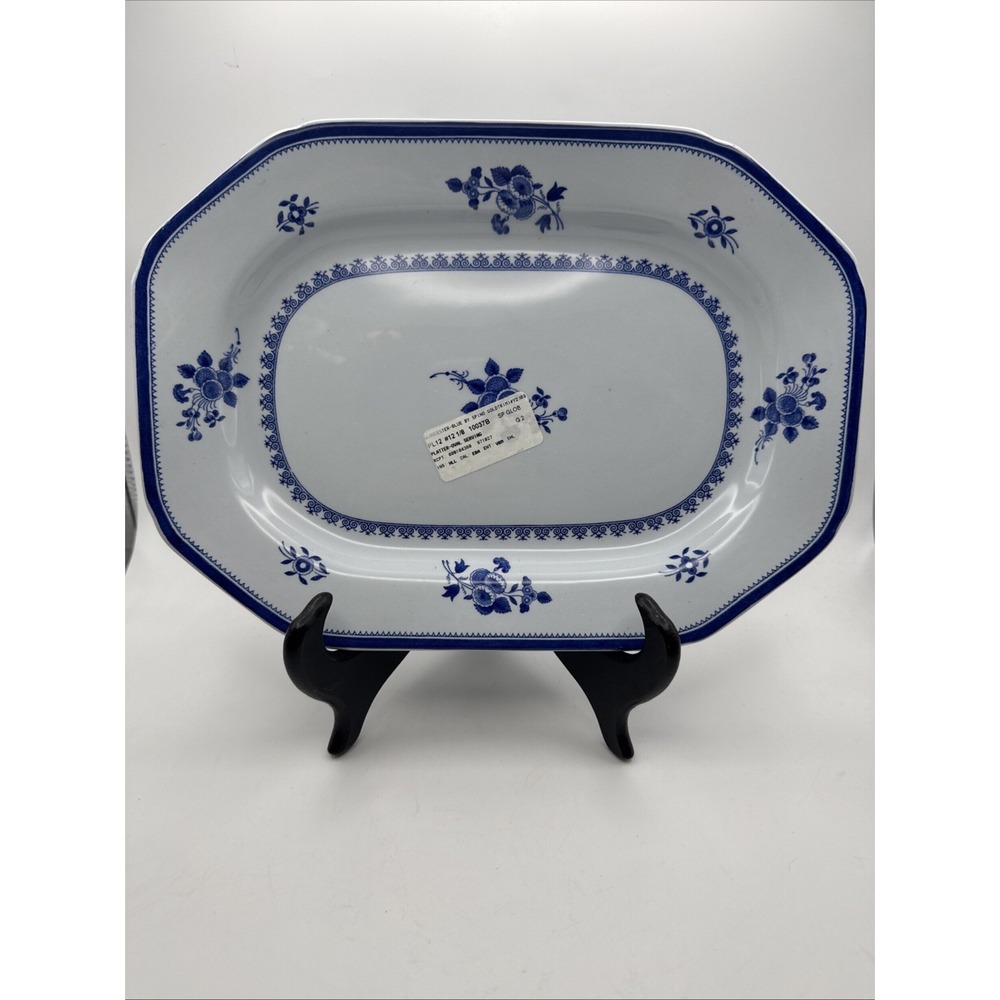 Copeland Spode Gloucester Oval Serving Platter Blue Flowers 12" Vintage New